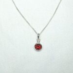 Natural Garnet Silver Pendant Round Shape
