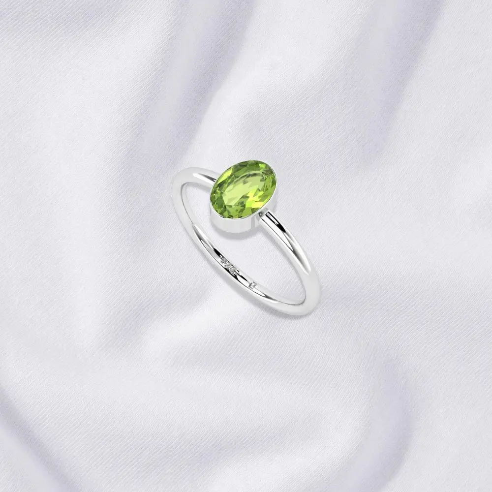 Natural Peridot Silver Ring