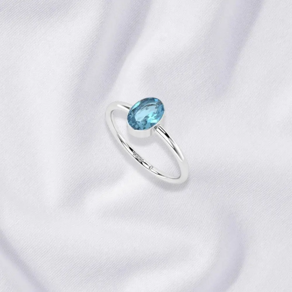 Natural Blue Topaz Ring