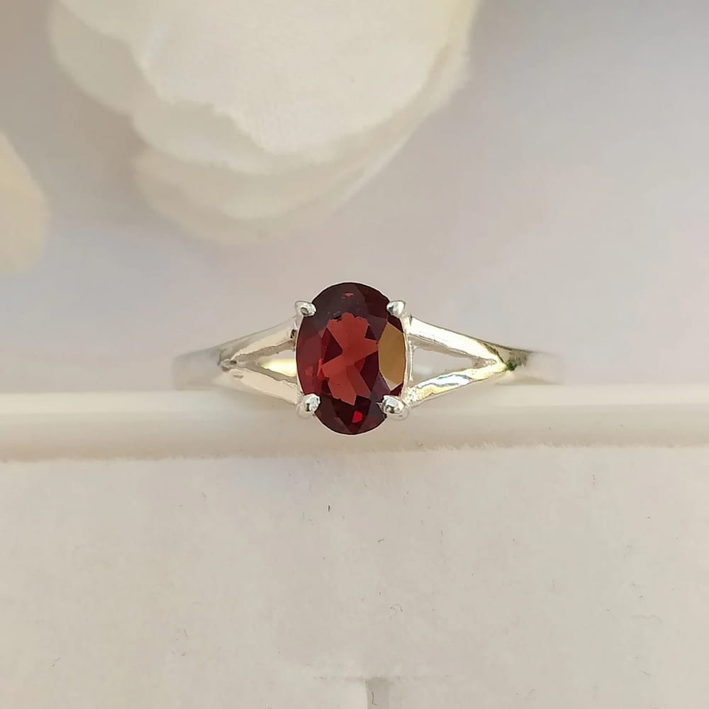 Natural Garnet Sterling Silver Ring