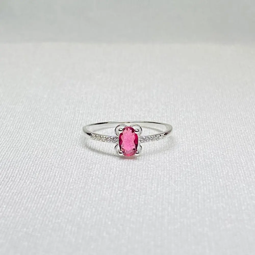 Pink Stone Sterling Silver Ring